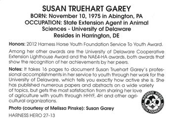 2013 Harness Heroes #27 Susan Truehart Garey Back